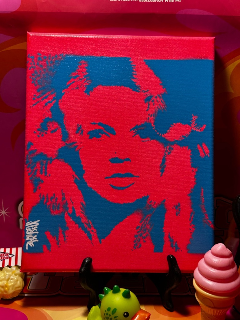 ⚡️Fluorescent Blue & Pink Pop Art Brigitte BARDOT Graffiti painting Art 8”x10”x1